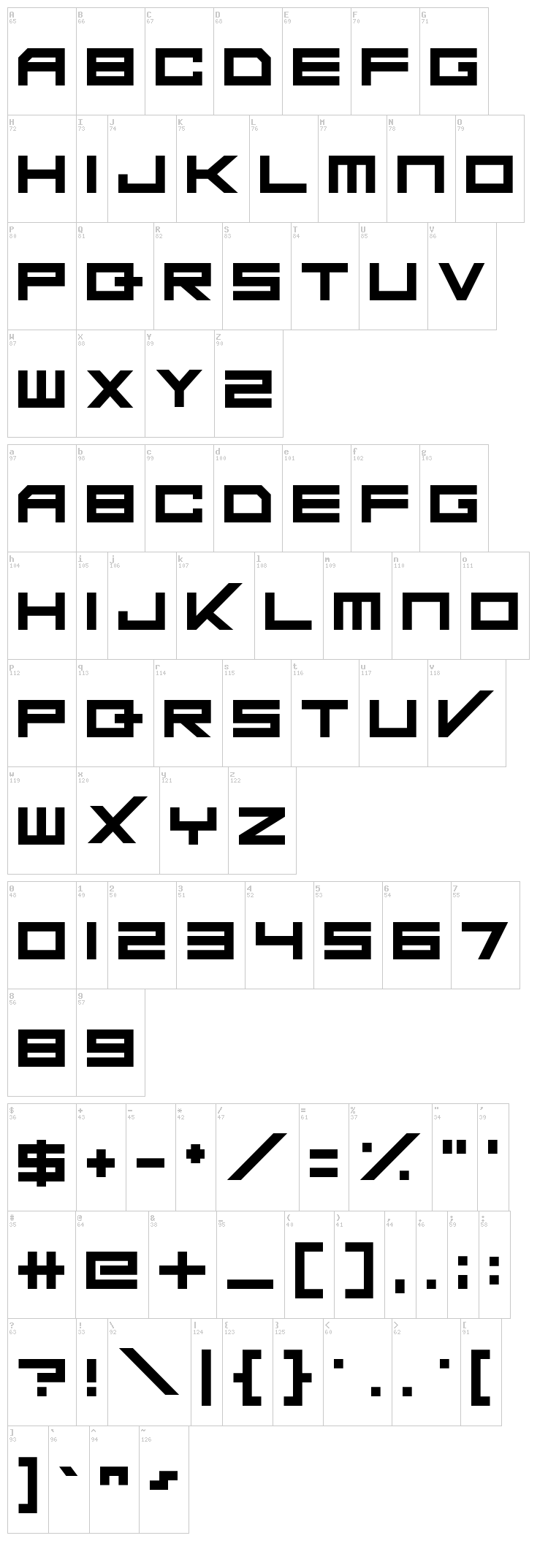 Da Mad Rave font map